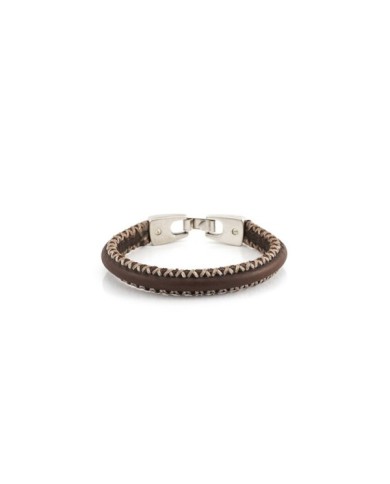Pulsera Cuero Costuras Laterales Cuerpo Curvo Travis
