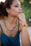 Pulsera Cuero Forrada Tela Wax Africana Concha Cauri Kenema