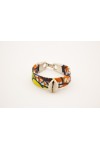 Pulsera Cuero Forrada Tela Wax Africana Concha Cauri Kenema