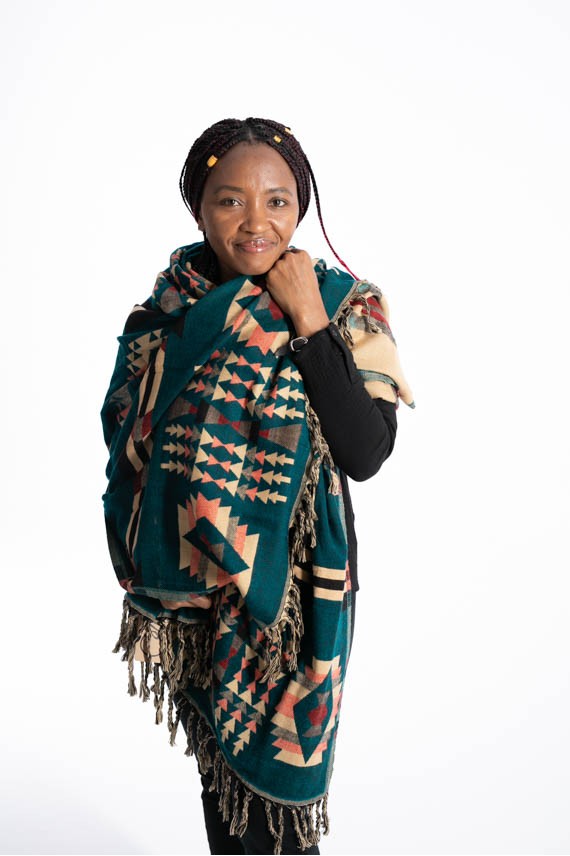 Chal Jacquart Geométrico Flecos