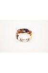 Pulsera Cuero Forrada Tela Wax Africana Concha Cauri Kenema