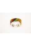 Pulsera Cuero Forrada Tela Wax Africana Concha Cauri Kenema