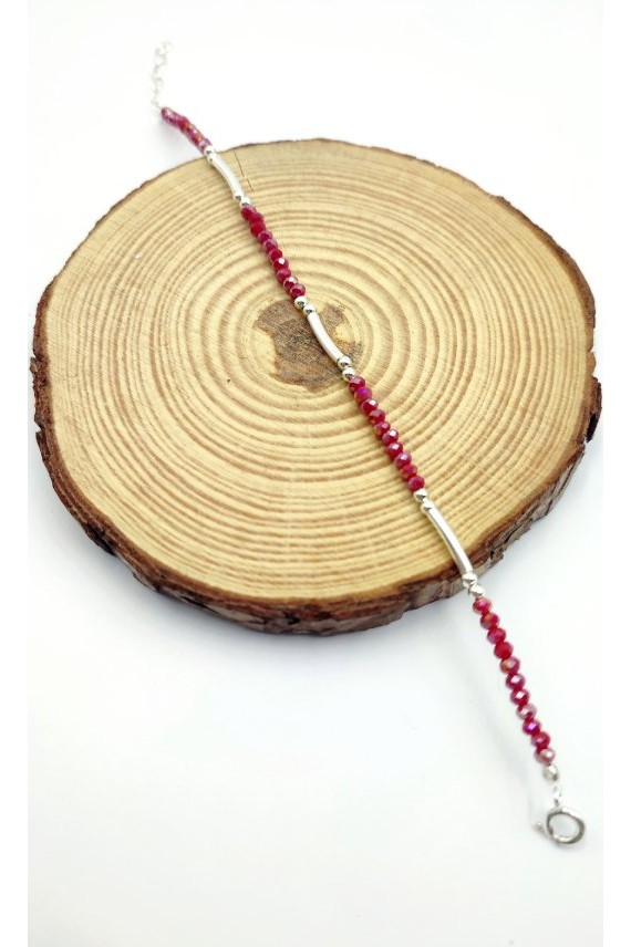 Pulsera Plata piedras Rubí