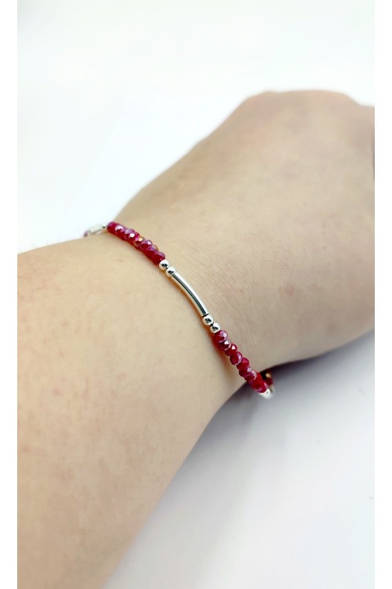 Pulsera Plata piedras Rubí