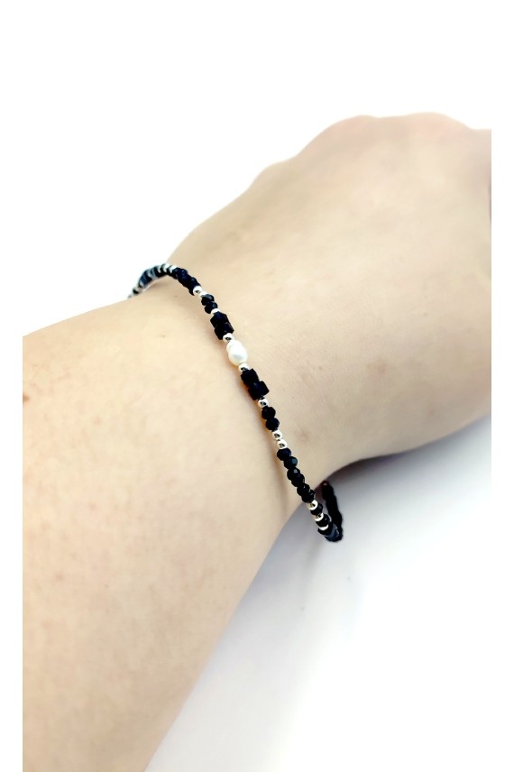 Pulsera Plata Perla y  piedras Turmalina Pulsera Plata Perla y  piedras Turmalina