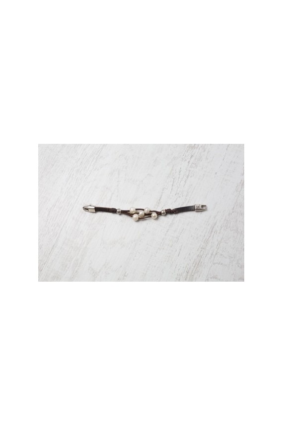 Pulsera Cuero Zamak Perlas Taleex