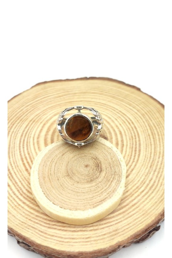 Anillo plata reversible Ojo de tigre y Ágata negra