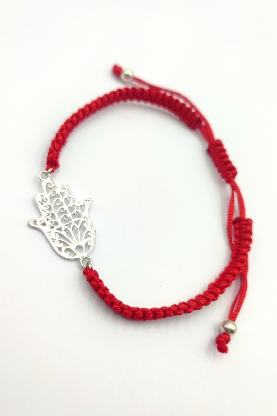 Pulsera Macramé y Plata Hamsa Pulsera Macramé y Plata Hamsa