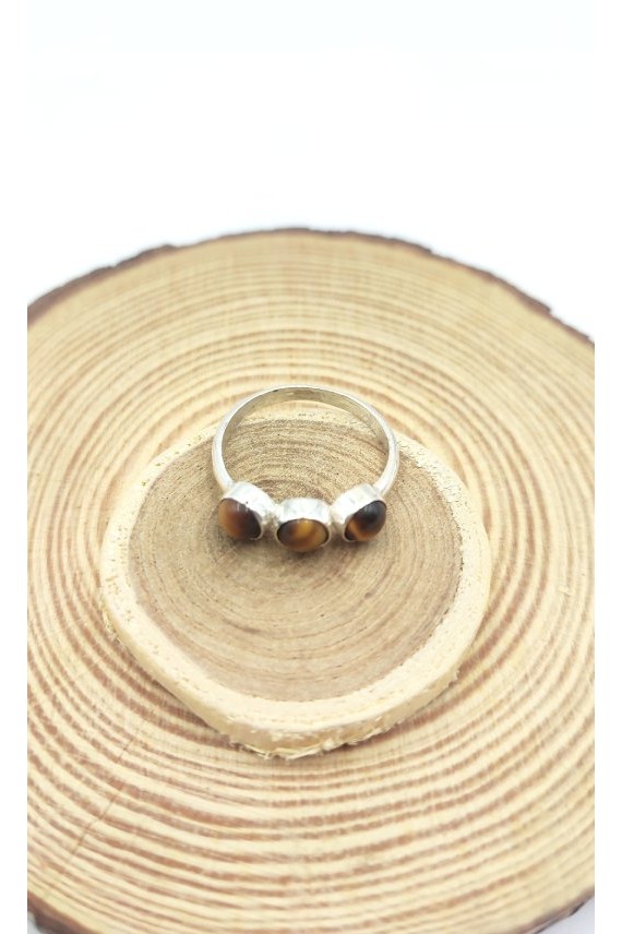 Anillo plata Ojo de tigre triple