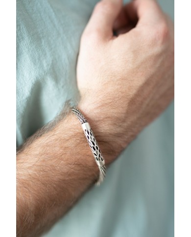 Pulsera plata trenzada Circles