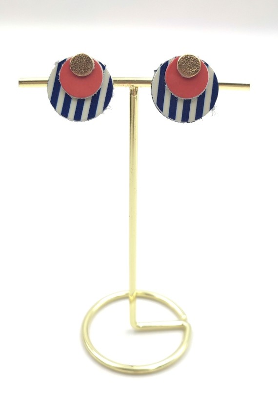 Pendientes Cuero Luna llena Rayas Pendientes Cuero Luna llena Rayas