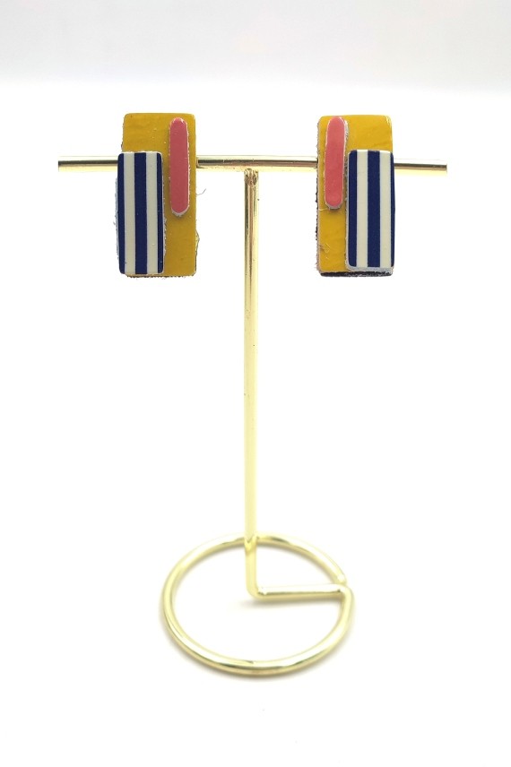 Pendientes Cuero Rectángulo Rayas Pendientes Cuero Rectángulo Rayas