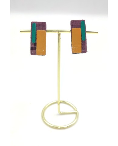 Pendientes Cuero Rectángulo Lisos