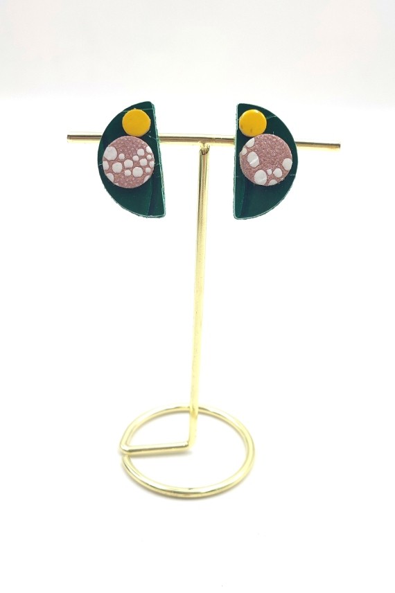 Pendientes Cuero Media Luna Topos Pendientes Cuero Media Luna Topos