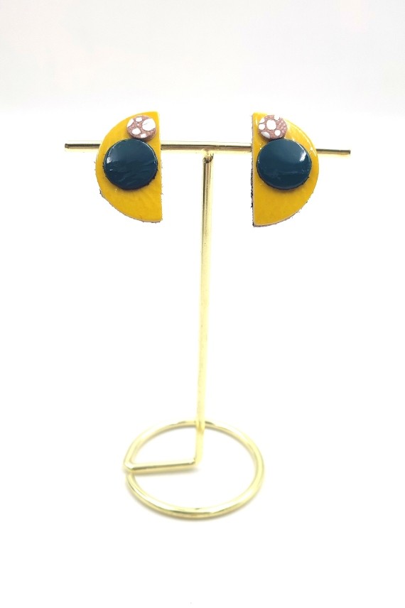 Pendientes Cuero Media Luna Lisos Pendientes Cuero Media Luna Lisos