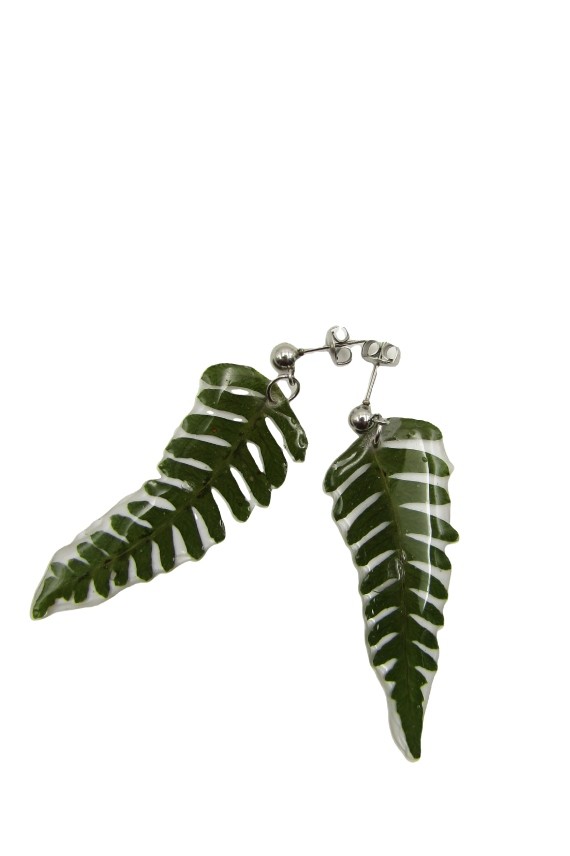 Pendientes Naturales Resina Helecho Pendientes Naturales Resina Helecho
