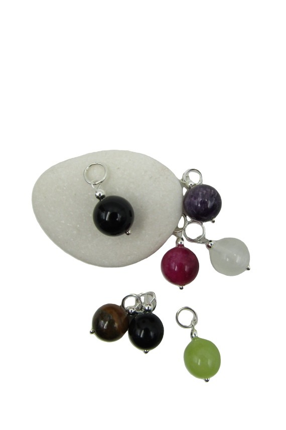 Colgante Gema Engarzado en Plata de Ley 10mm