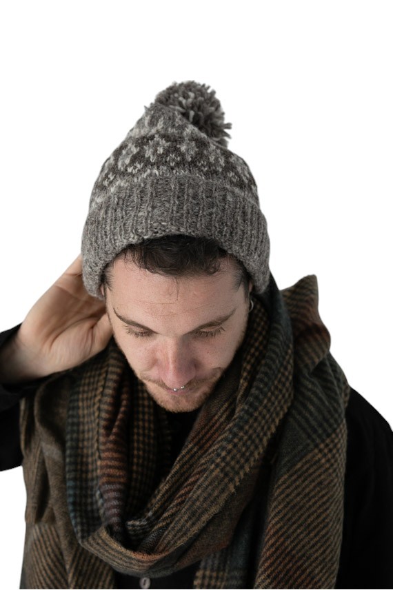 Gorro Lana y polar Pompón Vintage