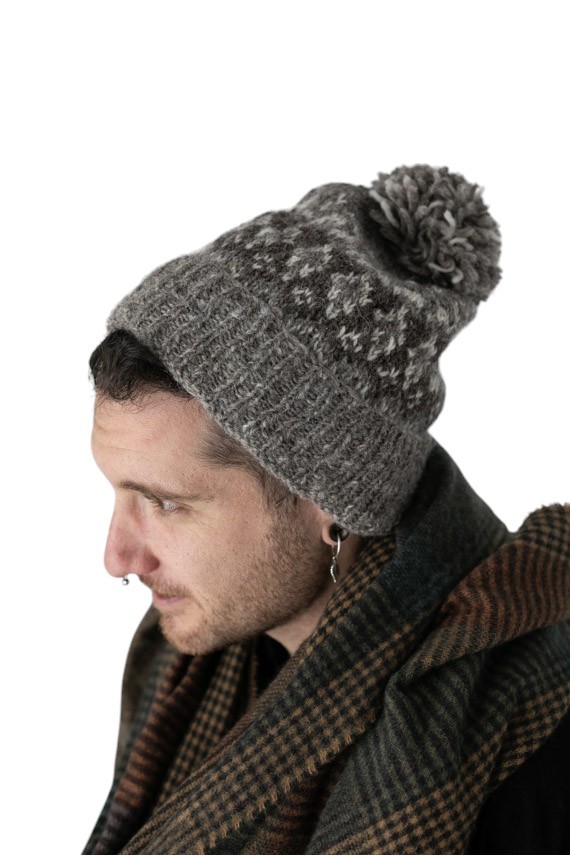 Gorro Lana y polar Pompón Vintage