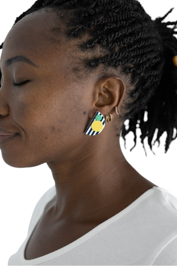 Pendientes Cuero Media Luna Print Pendientes Cuero Media Luna Print