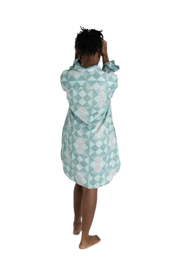 Vestido camisero corto Elisabeth turquesa