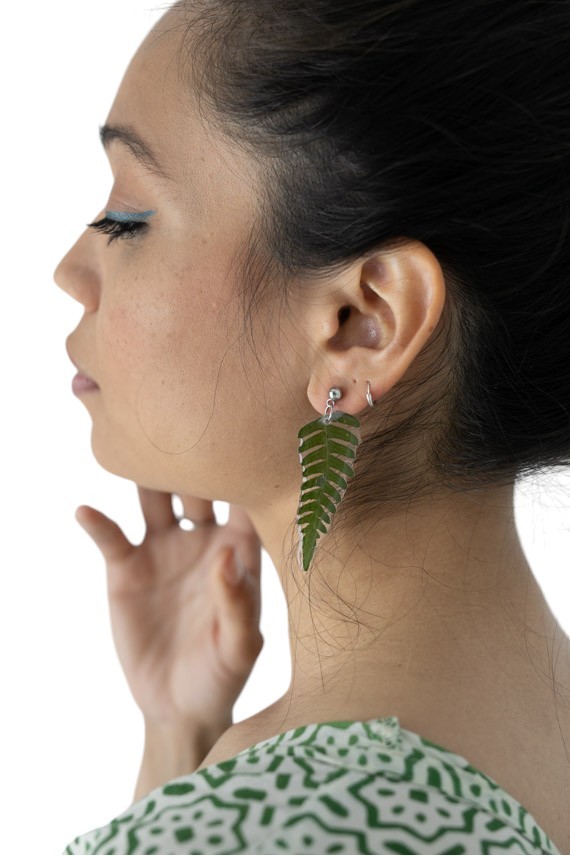 Pendientes Naturales Resina Helecho Pendientes Naturales Resina Helecho