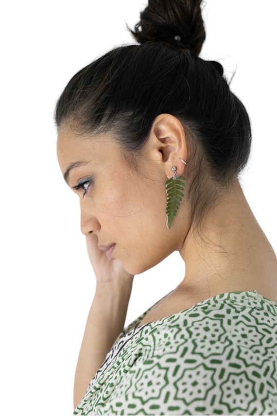 Pendientes Naturales Resina Helecho Pendientes Naturales Resina Helecho
