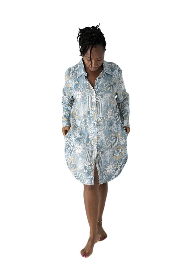 Vestido camisero corto Elisabeth Azul