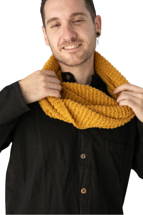 Cuello Doble vuelta Chenilla unisex Mostaza y Burdeos