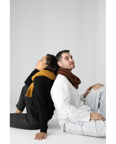 Cuello Doble vuelta Chenilla unisex Mostaza y Burdeos