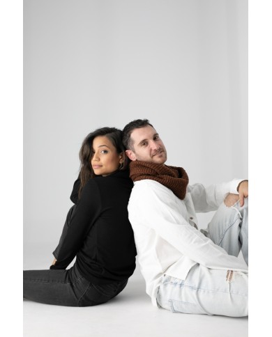 Cuello Doble vuelta Chenilla unisex Beige y Marrón