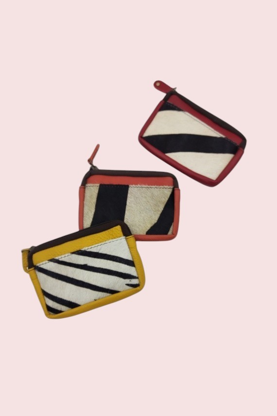 Monedero piel Kai Zipper Animal Print cebra by Soruka