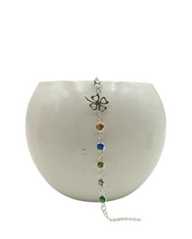 Pulsera Trébole Piedras Plata Pulsera Trébole Piedras Plata