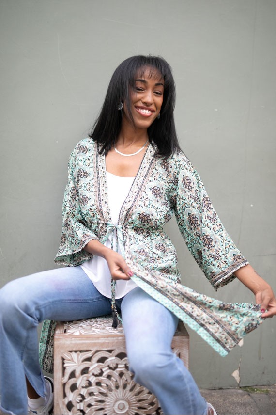 Kimono Seda Sari Noa India Gold