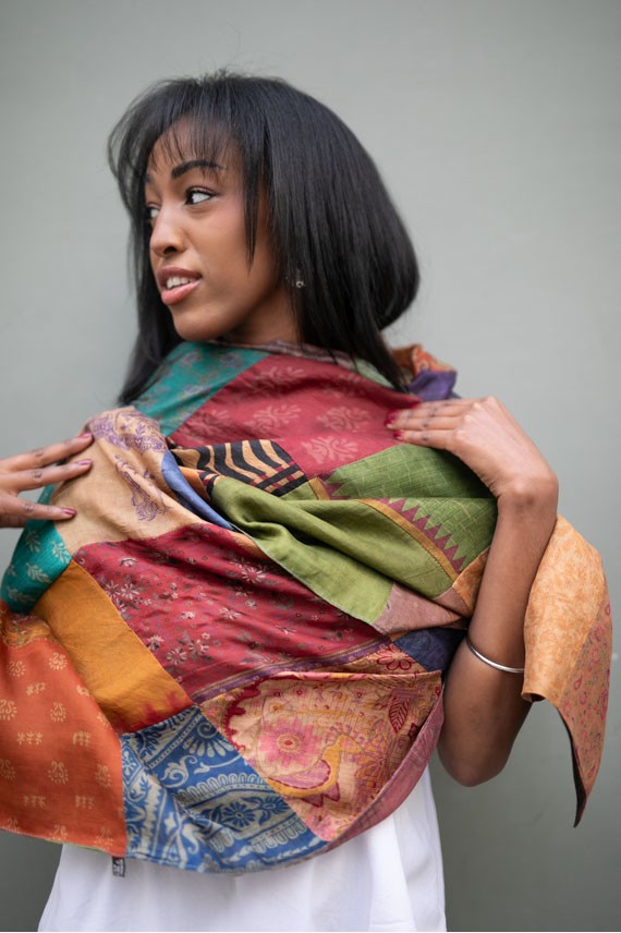 Foulard Seda Reversible Patchwork