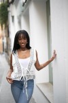 Chaleco algodón orgánico blanco estampado boho Chaleco algodón orgánico blanco estampado boho