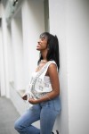 Chaleco algodón orgánico blanco estampado boho Chaleco algodón orgánico blanco estampado boho