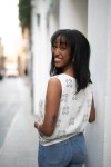 Chaleco algodón orgánico blanco estampado boho Chaleco algodón orgánico blanco estampado boho