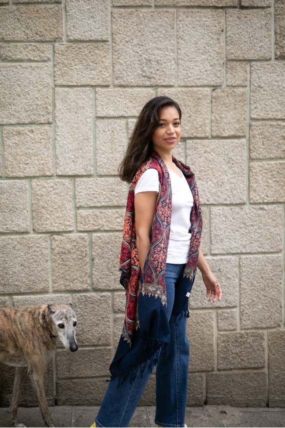 Chaleco Pashmina Arte Nómada Bordado con Flecos