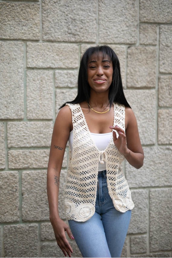 Chaleco de Crochet Boho Beige