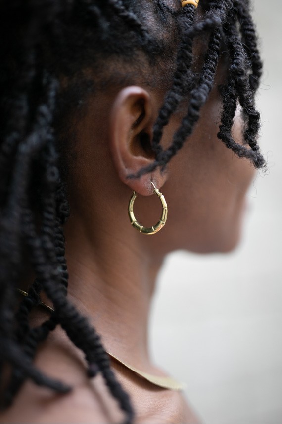 Pendientes aro Bambú oro Ballestilla Pendientes aro Bambú oro Ballestilla