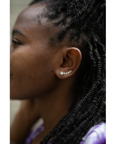 Pendientes Trepador Plata 5 circonitas