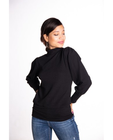 Top de felpa liso con cuello cisne y manga larga en color neutro – Samarkanda Top de felpa liso con cuello cisne y manga larga en color neutro – Samarkanda