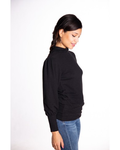 Top de felpa liso con cuello cisne y manga larga en color neutro – Samarkanda Top de felpa liso con cuello cisne y manga larga en color neutro – Samarkanda