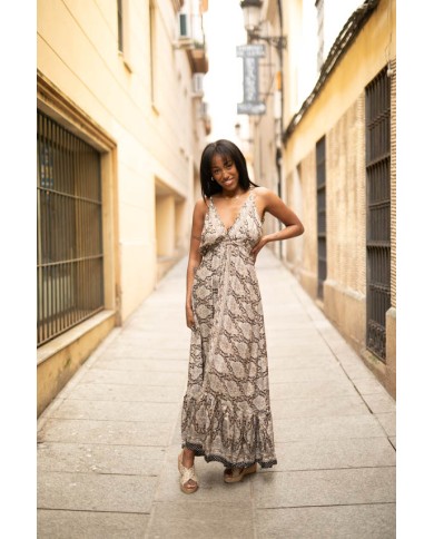 Vestido largo seda estampado Lanfear