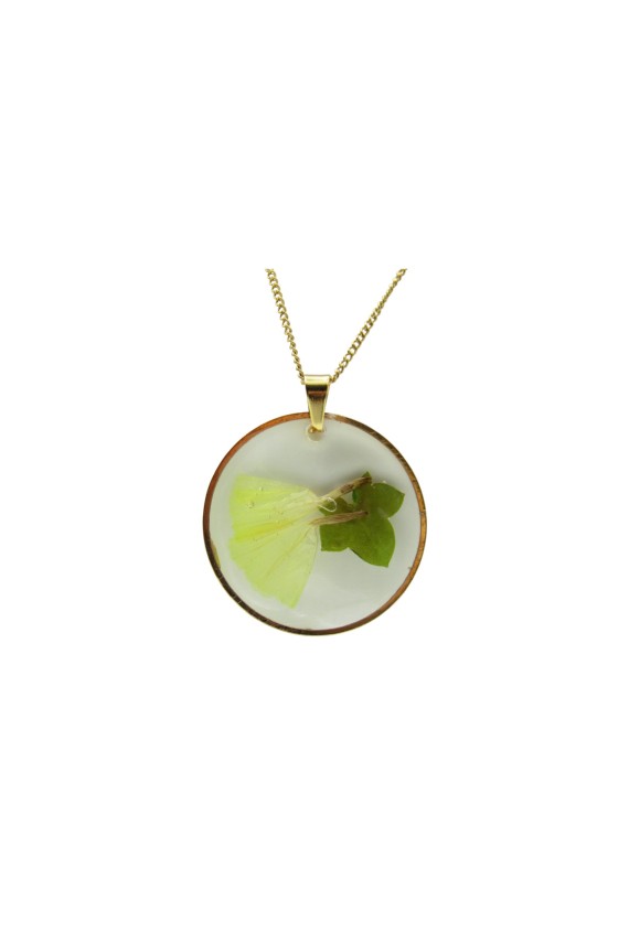 Collar Resina Kai redondo con flor verde lima Collar Resina Kai redondo con flor verde lima