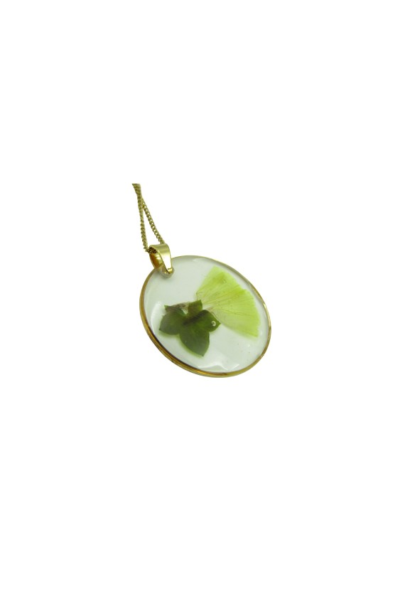 Collar Resina Kai redondo con flor verde lima Collar Resina Kai redondo con flor verde lima