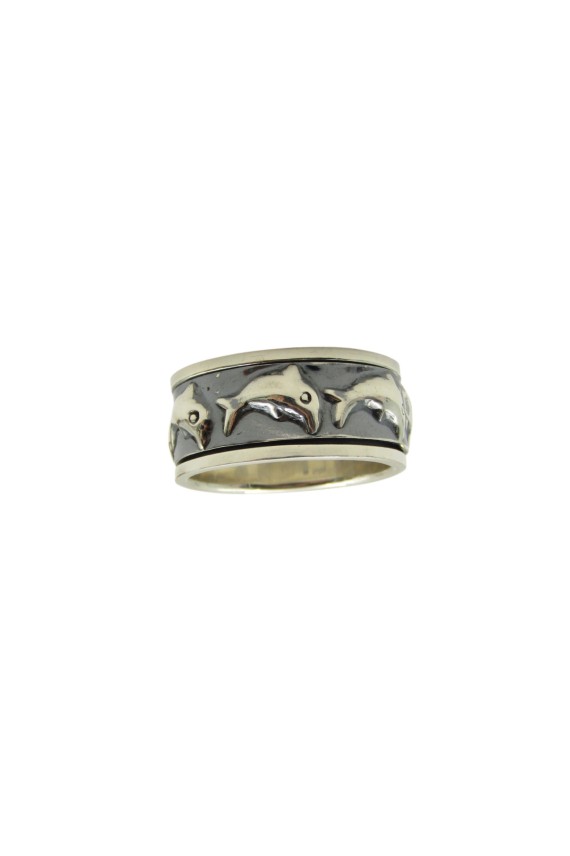 Anillo Plata Delfines Antiestrés