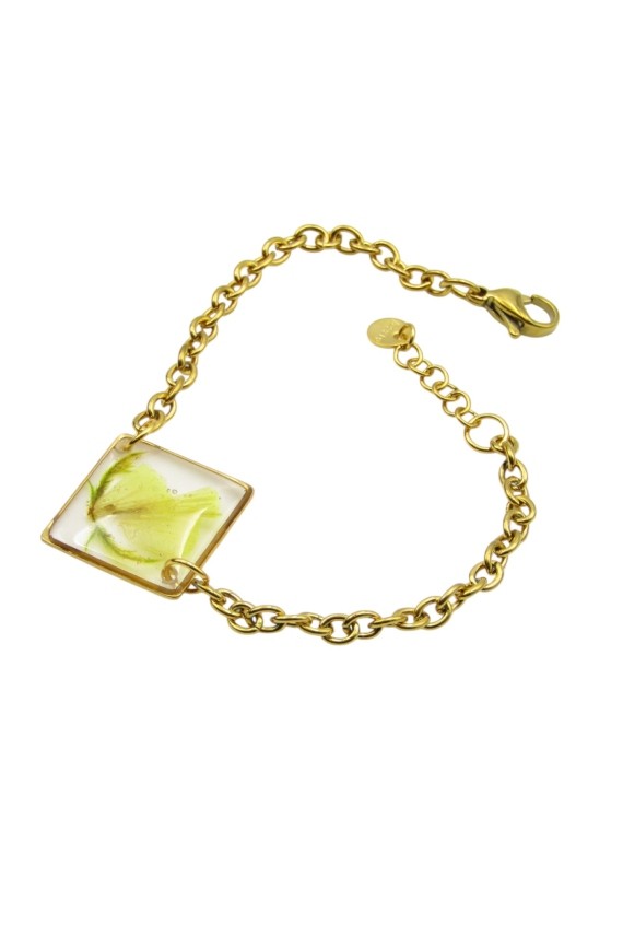 Pulsera cadena resina Amarillas