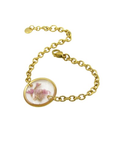 Pulsera cadena resina Rosa